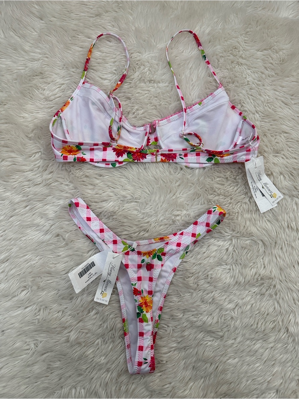 Heavy Manners Gingham Floral Two-Piece Swim Set - Picture 7 of 7